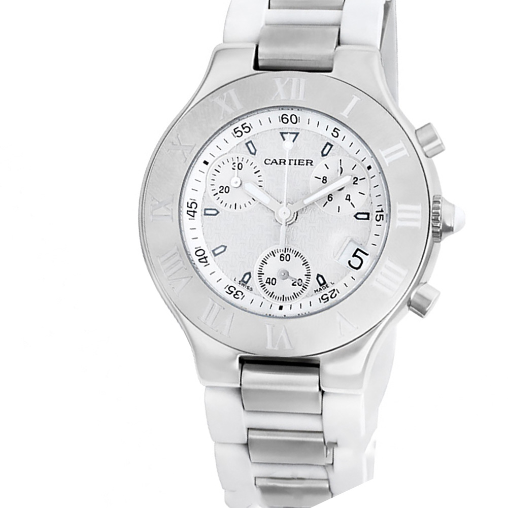 Cartier Chronoscaph 21 W10184U2 Stainless Steel White dial 38mm