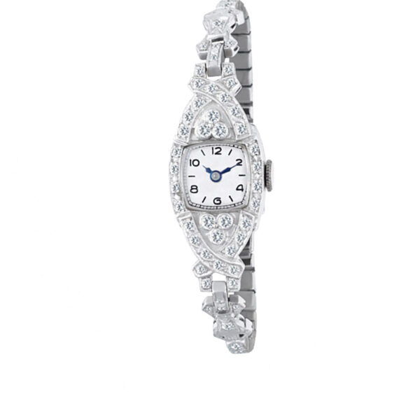 Bulova Cocktail Platinum Off White dial pave diamond bracelet & case15mm Manual