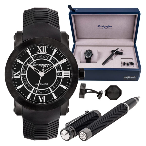 Montegrappa Skeleton Date matte black pvd 42mm auto watch