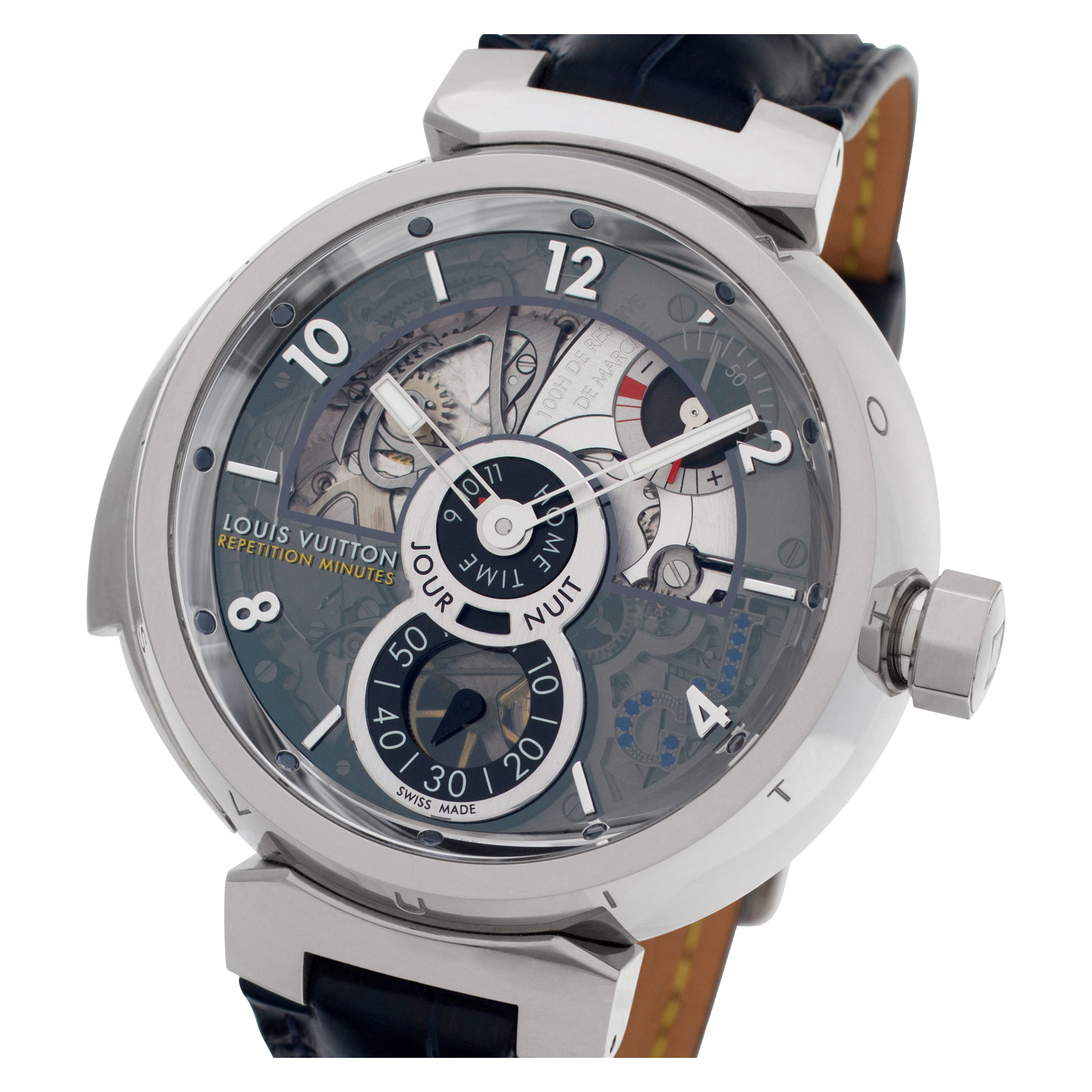 Louis Vuitton Tambour LV 40 18k White Gold Manual Watch at 1stDibs
