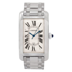 Cartier Americaine Tank W2605511 18k White Gold silver dial 26mm Automatic watch