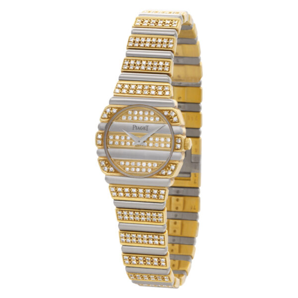 Piaget Polo 861 C 725 18k White & Yellow Gold factory diamonds 24mm Quartz watch