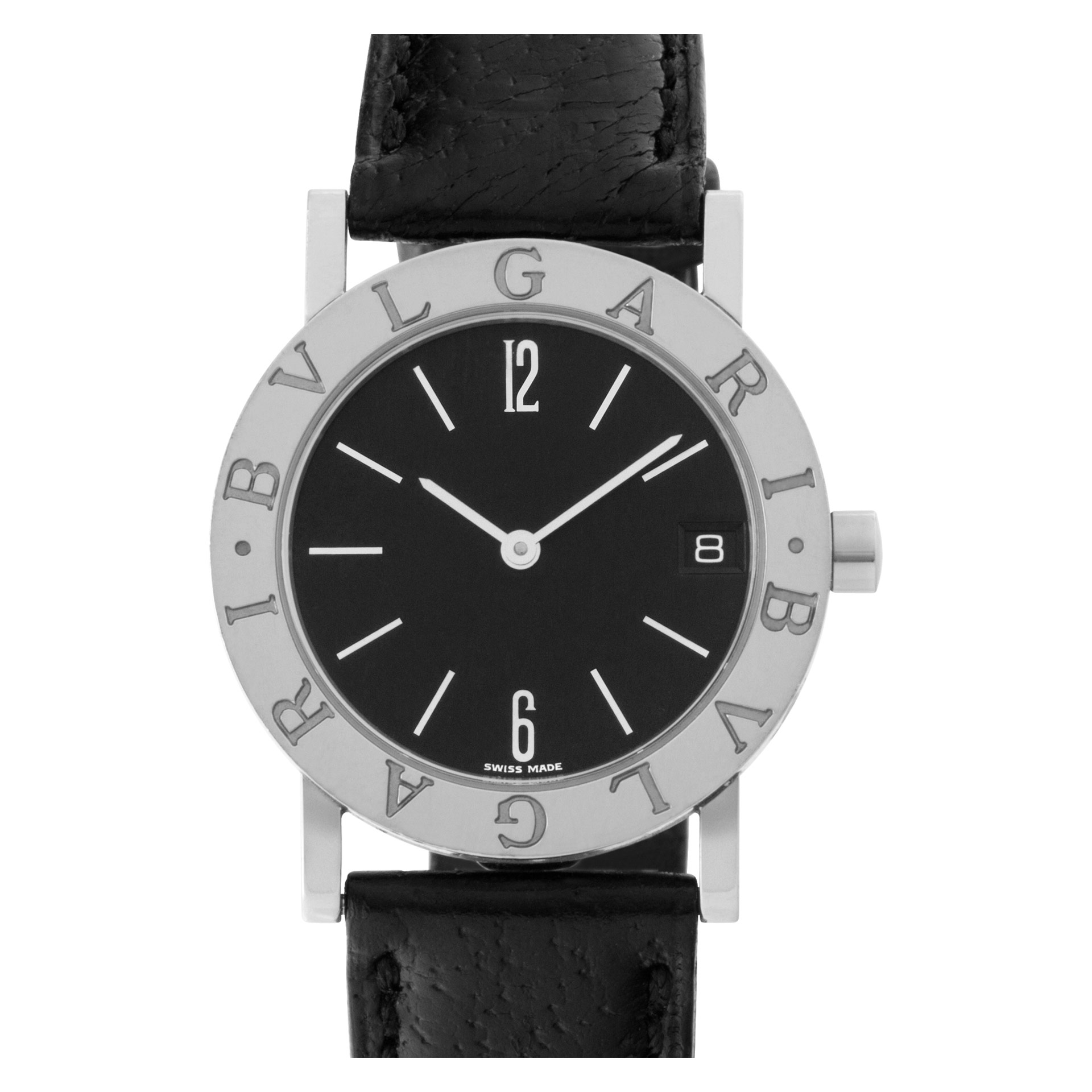 Bvlgari Bulgari MidSize BB30SLD Date SS Black Dial 30mm Logo Brand  Women's Watch