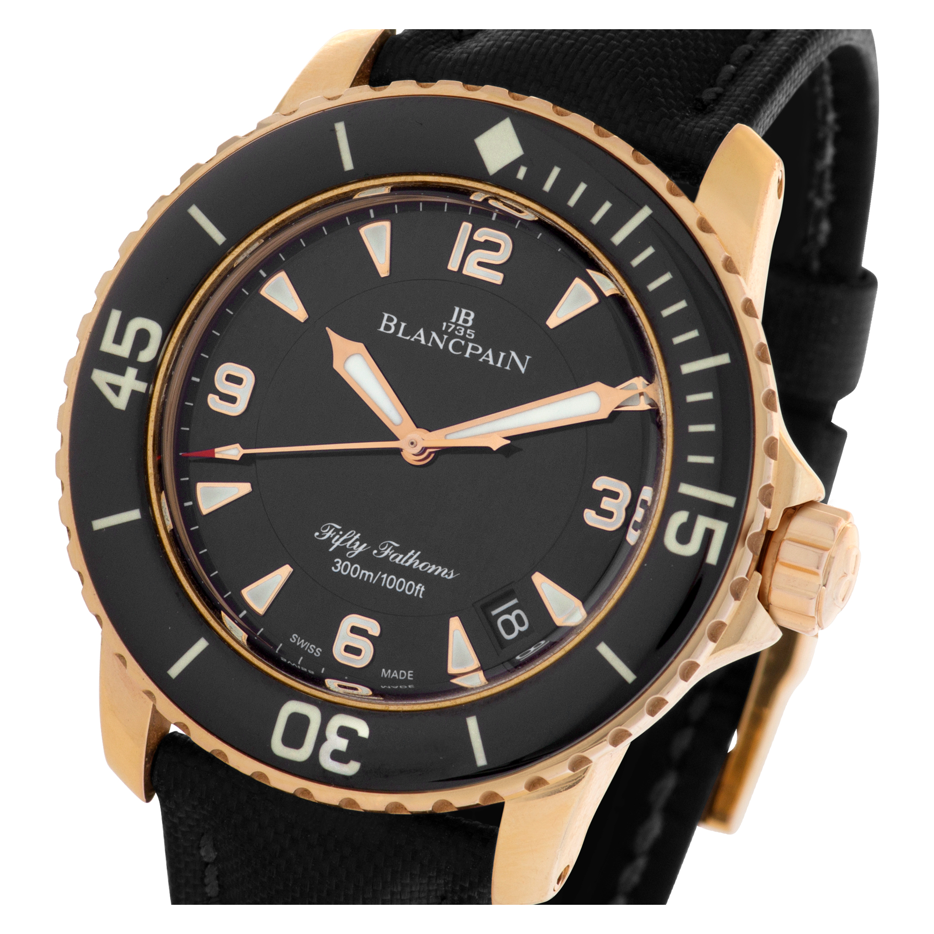 Blancpain Fifty Fathoms 5015.3630.52 18k rose gold Black dial 45mm