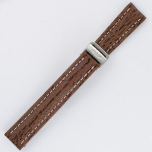 Breitling brown shark skin strap with stainless steel deployant buckle (15x14)