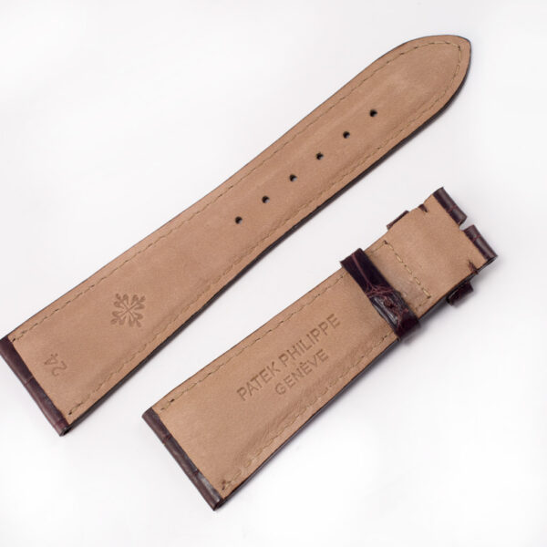 Patek Philippe shiny / glossy dark brown alligator strap (24x18)