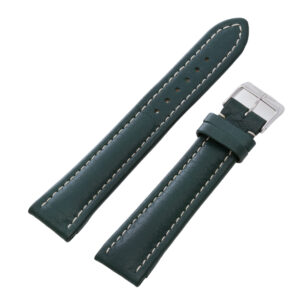 Breitling 22mm x 18mm calf skin green leather strap with stainless steel buckle