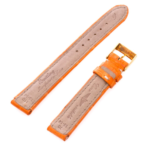 Breitling (15mm x 14mm) orange crocrodile strap with gold buckle