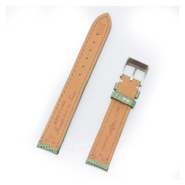 Breitling green lizard strap with tang buckle  16mm x 14mm