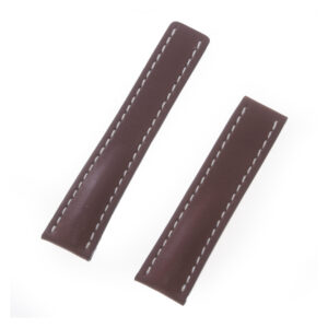 Breitling medium brown white stitching deployant strap (22mm x 20mm)