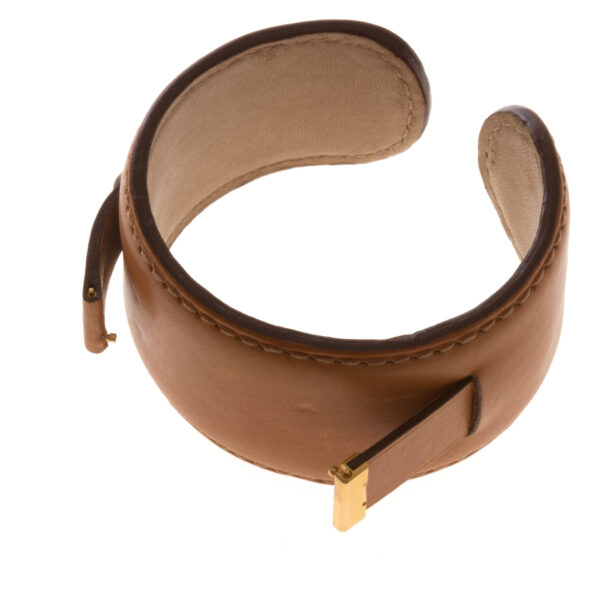 Piaget light brown leather  cuff strap for "Miss Protocole"