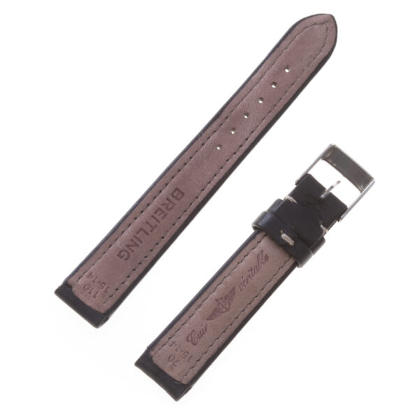 Breitling black leather strap with white stitching with original tang buckle  15mm x 14mm