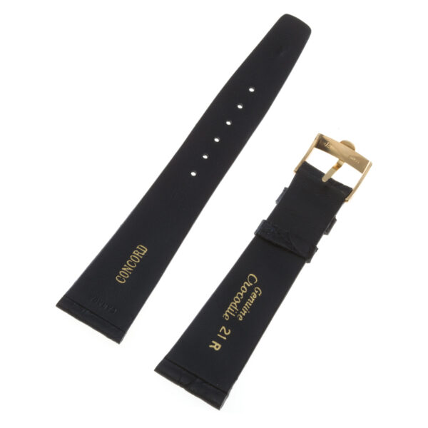 Concord black crocodile strap with original gold filled tang buckle 21x16