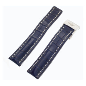 Breitling Blue Alligator Deployant Band With White Stitching Accents (22x20)