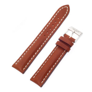 Breitling brown calfskin strap with white stitching and stainless steel tang buckle (20-18)