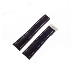 Breitling black calf skin strap with white stitching and deployant clasp (24mm x 18mm)