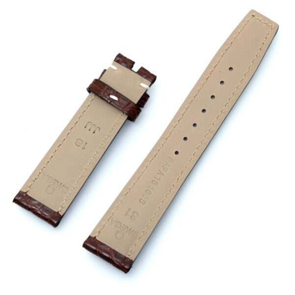 Omega  slim brown alligator strap 18x16