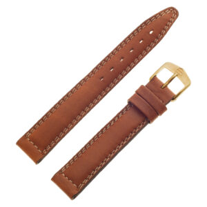 TAG Heuer brown calfskin strap with double white stitching and TAG Heuer tang buckle 15mm x 13mm (BC0643)