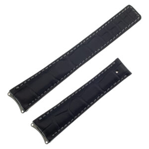 TAG Heuer black alligator strap with gray stitching 20mm x 16mm (FC6127)