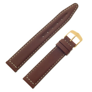 TAG Heuer brown calfskin strap with white stitching and TAG Heuer tang buckle 17mm x 16mm (BC0533)