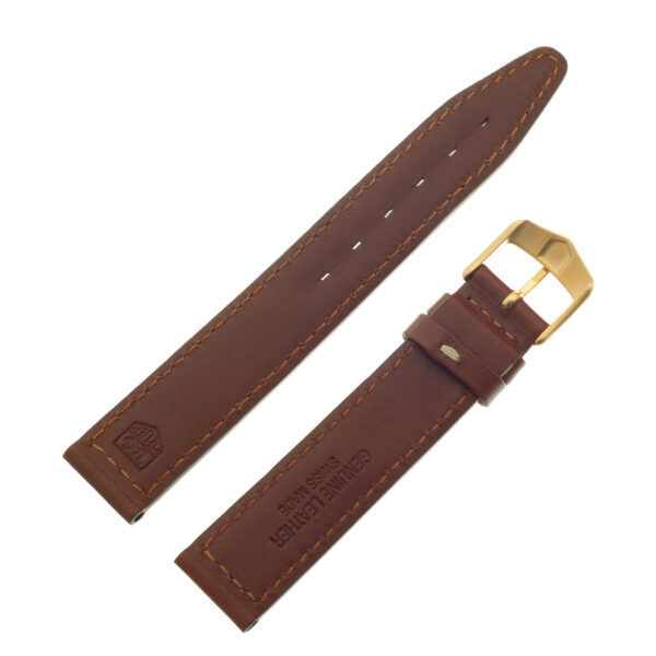 TAG Heuer brown calfskin strap with white stitching and TAG Heuer tang buckle 17mm x 16mm (BC0533)