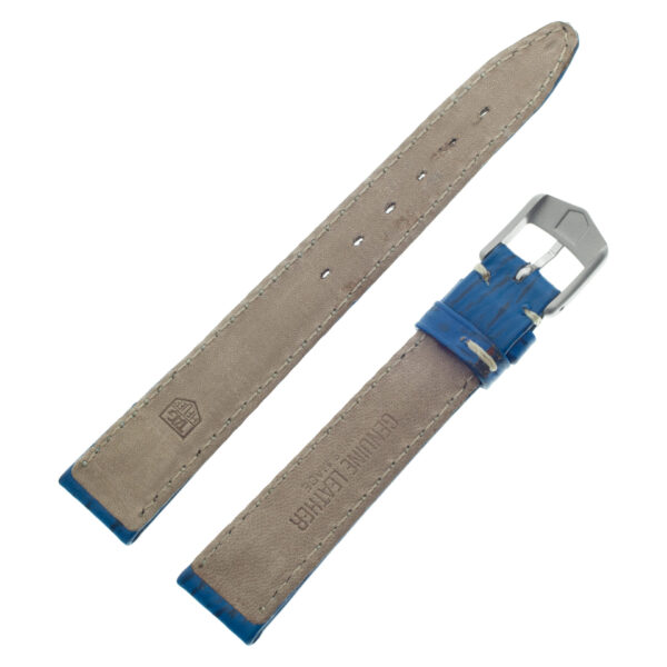 TAG Heuer blue sharkskin strap with white stitching and TAG Heuer tang buckle 15mm x 12mm (BC0547)