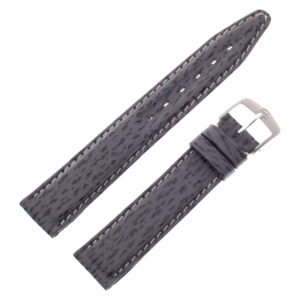 TAG Heuer gray sharkskin strap with white stitching and TAG Heuer tang buckle 17mm x 16mm (BC0536)