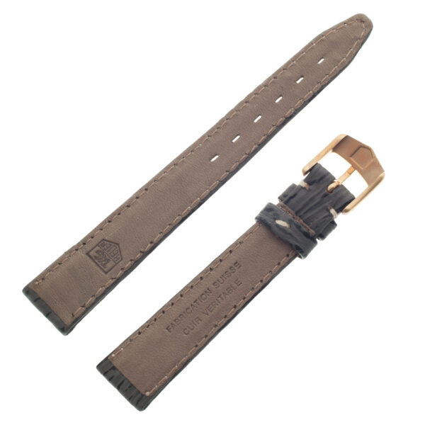 TAG Heuer gray sharkskin strap with white stitching and TAG Heuer tang buckle 14.5 x 12 (BC0576)