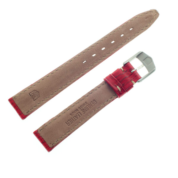 TAG Heuer red sharkskin strap with white stitching and TAG Heuer tang buckle 14.5 x 12 (BC0549)