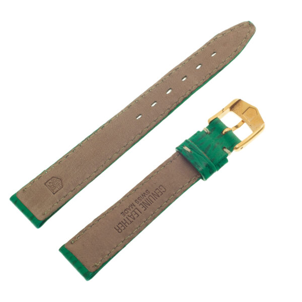 TAG Heuer green sharkskin strap with white stitching and TAG Heuer tang buckle 14.5 x 12 (BC0578)