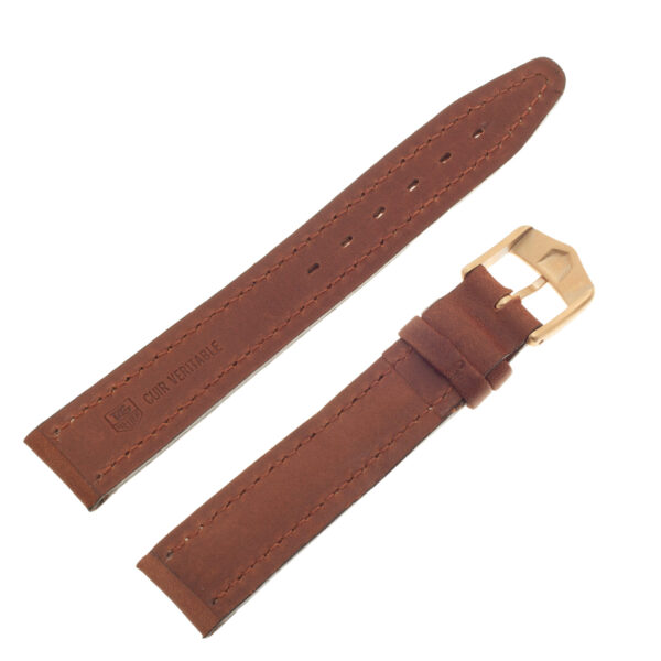 TAG Heuer tan calfskin strap with white stitching and tang buckle 15 x 14 (BC0186)