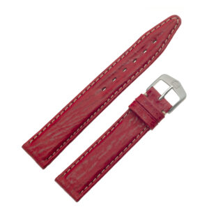 TAG Heuer red sharkskin strap with white stitching  and TAG Heuer tang buckle 17.5 x 16  (BC0539)