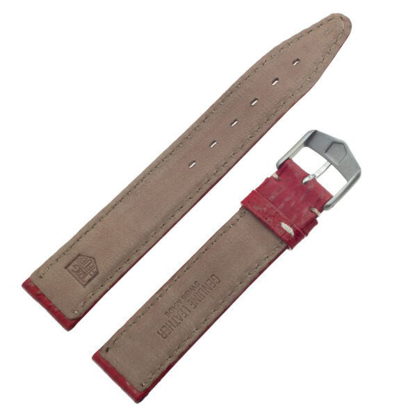 TAG Heuer red sharkskin strap with white stitching  and TAG Heuer tang buckle 17.5 x 16  (BC0539)