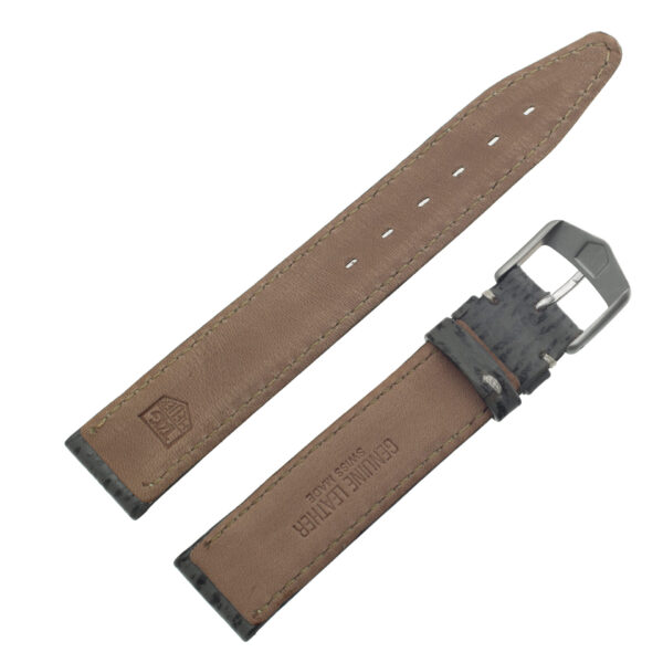 TAG Heuer gray sharkskin strap with white stitching and TAG Heuer tang buckle 17.5 x 16  (BC0536)