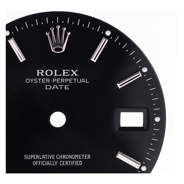 Rolex Date black silver stick dial