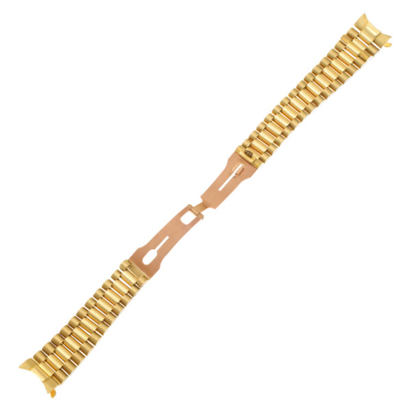 Custom Italian President-style bracelet for midsize Rolex replacement in 18k yellow gold (17mm x 13mm)