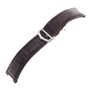 Cartier midnight brown Pasha alligator strap (20mm x 17mm) with stainless steel deployant buckle