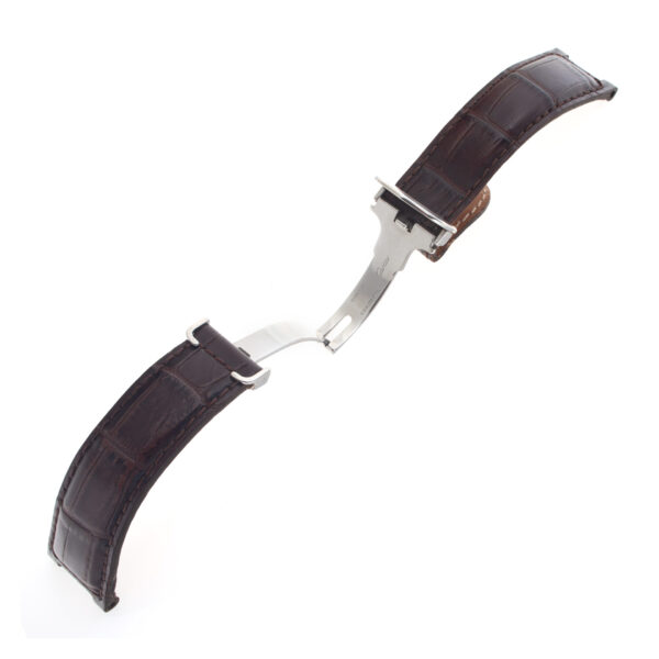 Cartier midnight brown Pasha alligator strap (20mm x 17mm) with stainless steel deployant buckle