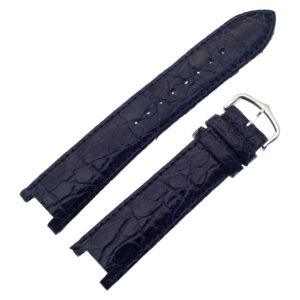 deBeer Paris Navy Blue Crocodile Strap for Cartier Pasha with Cartier 18k White Gold Tang Buckle (20x18)