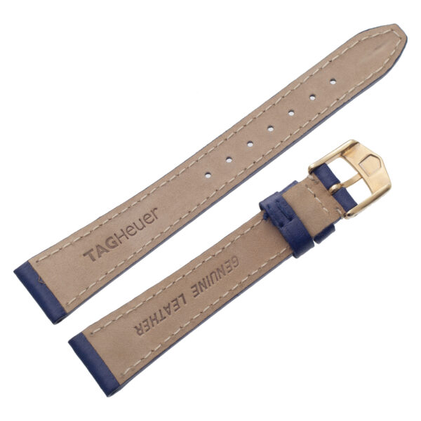 TAG Heuer blue leather strap with original buckle & white stitching at 15mm x 12mm