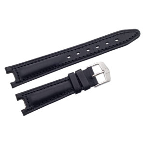 TAG Heuer black leather strap with original stainless steel buckle at 16mm x 14mm