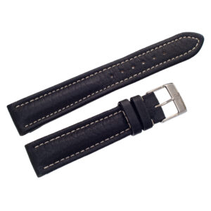 Breitling black leather strap with white stitching and original st/s buckle (18mm x 16mm)