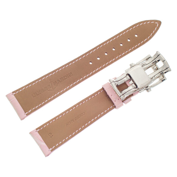 Ulysse Nardin pink alligator strap with UN deployant buckle (19x16)