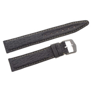 TAG Heuer gray leather strap with white stitching and original buckle