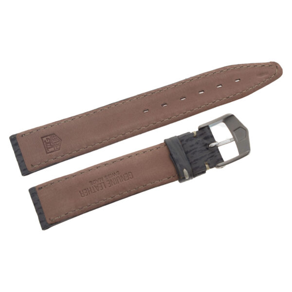 TAG Heuer gray leather strap with white stitching and original buckle