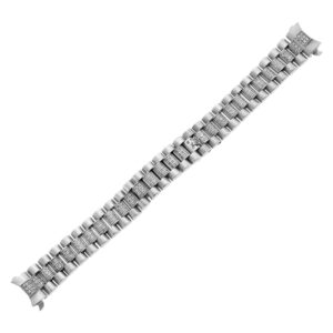 Custom Italian 18k white gold diamond bracelet to fit Rolex president style watch