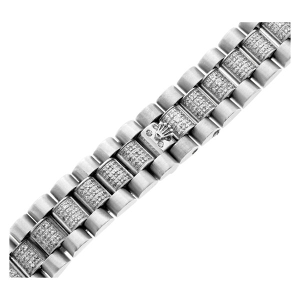 Custom Italian 18k white gold diamond bracelet to fit Rolex president style watch