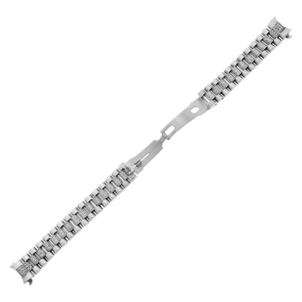 Custom Italian 18k white gold diamond bracelet to fit Rolex president style watch