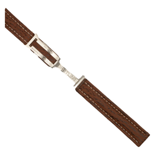 Breitling Brown Shark Skin Strap With White Stiching and Deployant Buckle (15x14)