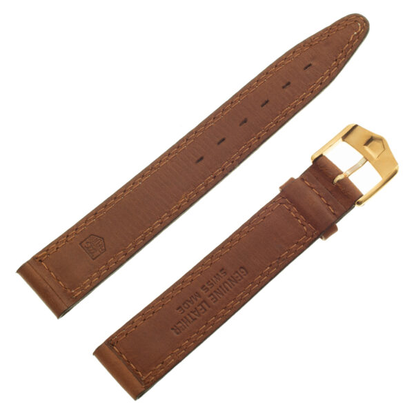 TAG Heuer brown calfskin strap with double white stitching and TAG tang buckle 15mm x 13mm (BC0643)